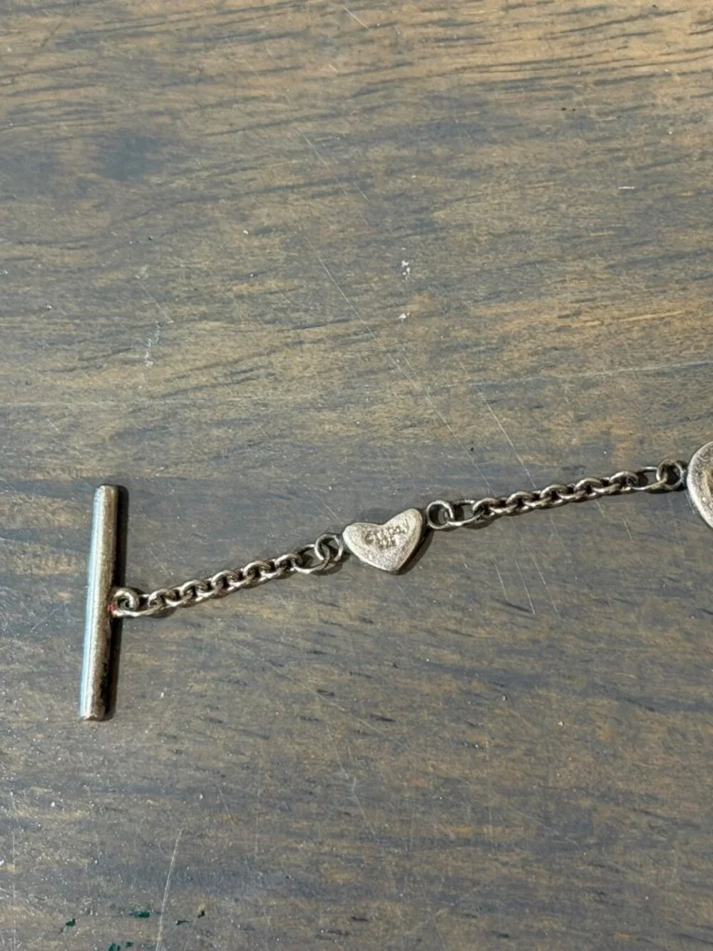 Tiffany Co Heart Link Silver Bracelet Designed by Elsa Paretti Stamped 925 and T